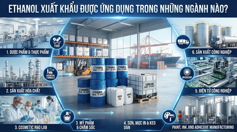 Cồn Ethanol Đạt Tiêu Chuẩn Xuất Khẩu – Giải Pháp Nguyên Liệu Cho Doanh Nghiệp